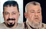 À gauche : le chef de facto du Hamas dans la bande de Gaza, Izz al-Din Haddad, sur une photo publiée en juillet 2025, après avoir été retrouvé dans un tunnel du Hamas. (Crédit : Tsahal) ; À droite : Haddad, alors commandant de la brigade de Gaza City, dans une vidéo diffusée par l’aile militaire du Hamas en mai 2022. (Crédit : Capture d’écran)