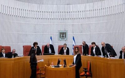 Une photo d'illustration représentant une audience de la Haute Cour de justice à Jérusalem le 6 octobre 2022. (Crédit : Yonatan Sindel / Flash90)