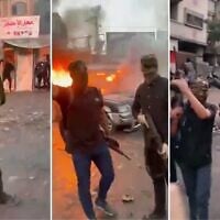 Des captures d'écran d'images partagées sur les réseaux sociaux montrant des hommes prétendant appartenir à la branche armée du Hamas lors d'une démonstration de force publique à Gaza-City, le 11 août 2025. (captures d'écran : X)