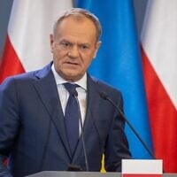 Le Premier ministre polonais Donald Tusk à Varsovie, le 28 mars 2024 (Crédit : Wojtek Radwanski / AFP)