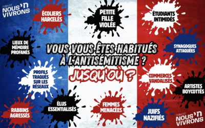 Un tifo contre l'antisémitisme, déployé sur la place de la République, à Paris, le 20 août 2025. (Crédit : Collectif Nous Vivrons)