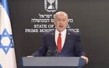 Le Premier ministre Benjamin Netanyahu tient une conférence de presse pour les médias étrangers, le 10 août 2025. (Crédit : capture d'écran GPO)