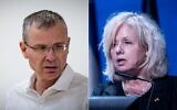 Le ministre de la Justice Yariv Levin (à gauche) et la procureure générale Gali Baharav-Miara sur une image composite. (Crédit : Flash90)