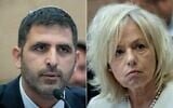 À gauche : le ministre des Communications Shlomo Karhi à la Knesset à Jérusalem, le 18 décembre 2024. (Crédit : Chaim Goldberg/Flash90) ; à droite : la procureure générale Gali Baharav-Miara à la Knesset à Jérusalem, le 18 novembre 2024. (Crédit : Yonatan Sindel/Flash90)