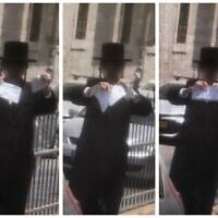 Un jeune ultra-orthodoxe déchire des lettres de conscription de l'armée israélienne après les avoir prétendument volées à un postier à Jérusalem, le 11 août 2025. (Crédit : Police israélienne)