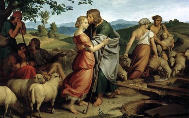 "Jacob rencontrant Rachel avec le troupeau de son père", Joseph von Führich, 1836. (Crédit : Wikipedia)