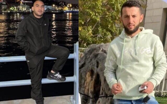 Diaa Abu Sharif (à gauche) et Saher Najib Ibrahim (à droite), victimes de deux fusillades distinctes à Jaljulia et Rameh, respectivement, qui ont eu lieu dans la soirée du 4 août 2025. (Crédit : autorisation)