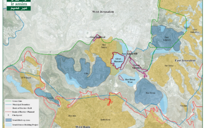Carte de Jérusalem-Est, avec le village de Numan situé à l'extrémité sud-est, à l'intérieur des limites municipales de la municipalité de Jérusalem.