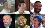Les victimes de l'attaque meurtrière qui a eu lieu à Jérusalem, le 8 septembre 2025 : en haut, de gauche à droite : Levi Yitzhak Pash, Yisrael Matzner, 28 ans ; le rabbin Yosef David, 43 ans ; en bas, de gauche à droite : le rabbin Mordechai Steintzag, 79 ans ; Yaakov Pinto, 25 ans ; Sarah Mendelson, 60 ans. (Crédits : Autorisation)