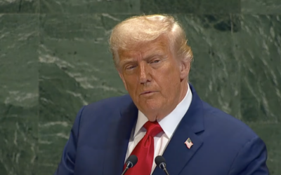 Donald Trump à la 80e Assemblée générale de l'ONU, le 23 septembre 2025. (Crédit : capture d'écran YouTube)