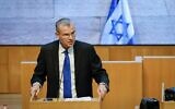 Le ministre de la Justice Yariv Levin s'exprimant lors d'une séance plénière de la Knesset, le 23 juin 2025. (Crédit : Noam Moskowitz/Porte-parole de la Knesset)