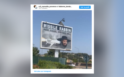 Une caricature antisémite affichée sur des panneaux d’affichage à Toulon et à La Seyne-sur-Mer, en juin 2025. (Crédit : Instagram / CRIF Marseille-Provence)