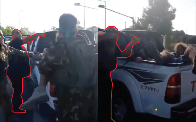Le terroriste du Hamas Hassan Mahmoud Hassan Hussein lors de l’attaque d’un abri anti-aérien près du kibboutz Reim, le 7 octobre 2023. (Armée israélienne) Le terroriste du Hamas Hassan Mahmoud Hassan Hussein lors de l’attaque d’un abri anti-aérien près du kibboutz Reim, le 7 octobre 2023. (Armée israélienne)