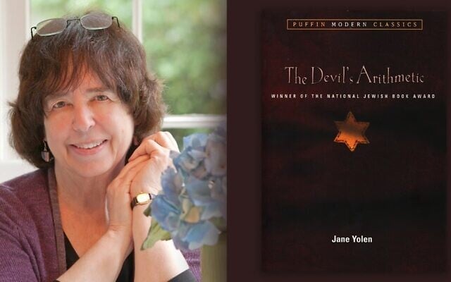 Jane Yolen et son livre le plus célèbre, « The Devil's Arithmetic » (Crédit : Autorisation de Jason Stemple et Penguin Random House via JTA)