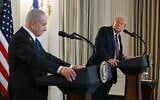 Le président américain Donald Trump (à droite) et le Premier ministre israélien Benjamin Netanyahu participant à une conférence de presse dans la salle de réception de la Maison Blanche, à Washington, le 29 septembre 2025. (Crédit : Jim Watson/AFP)