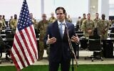 Le secrétaire d'État américain Marco Rubio s'adressant aux médias après avoir visité le Centre de coordination civilo-militaire, dans le sud d'Israël, le 24 octobre 2025. (Crédit : Fadel Senna/Pool Photo via AP)