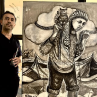 L’artiste Raed Issa, sur une publication de septembre 2025 sur Instagram. (Crédit : raed.issa.art/Instagram)