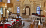 L’intérieur restauré de la grande synagogue de Metz. (Crédit : Consistoire de la Moselle)