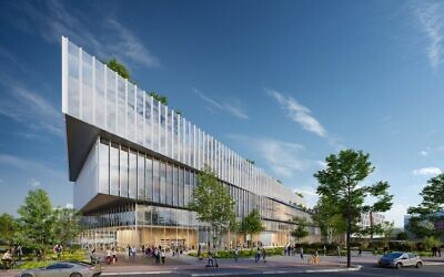 Illustration du nouveau centre de recherche et développement de Nvidia dans la ville de Beer Sheva, dans le sud d'Israël. (Crédit : Autorisation de Moshe Tzur Architects)