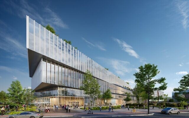 Illustration du nouveau centre de recherche et développement de Nvidia dans la ville de Beer Sheva, dans le sud d'Israël. (Crédit : Autorisation de Moshe Tzur Architects)