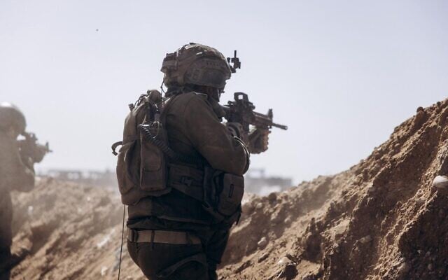 Des réservistes de la brigade de Jérusalem opérant dans le nord de la bande de Gaza, sur une photo diffusée le 15 mai 2025. (Crédit : Armée israélienne)