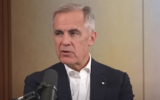 Le Premier ministre canadien Mark Carney s'entretenant avec Mishal Husain dans le cadre d'une interview diffusée sur Bloomberg Podcasts le 17 octobre 2025. (Crédit : Capture d'écran/Bloomberg Podcasts)