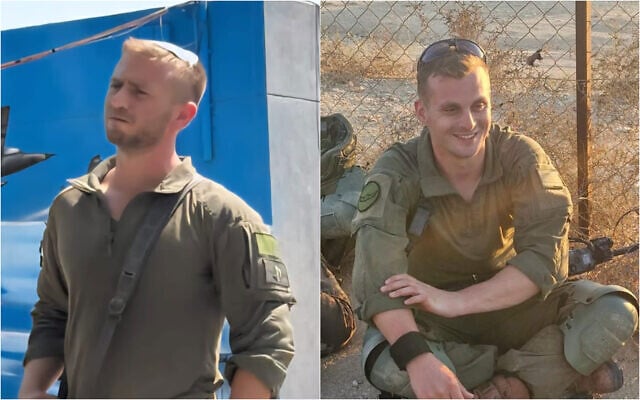 Montage photos (de gauche à droite) : Le major Yaniv Kula et le sergent-chef Itay Yavetz, tués lors d'une attaque dans le sud de la bande de Gaza le 19 octobre 2025. (Crédit : Armée israélienne)