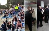 À gauche : Le ministre de la Sécurité intérieure, Itamar Ben Gvir, assiste à une cérémonie de remise des diplômes à l'Université hébraïque de Jérusalem. À droite, la police arrête un étudiant qui a chahuté Ben-Gvir lors de la cérémonie ; les deux photos ont été prises le 6 novembre 2025. (Captures d'écran via X, utilisées conformément à l'article 27a de la loi sur les droits d'auteur)