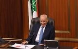 Le président du Parlement libanais, Nabih Berri, présidant une session parlementaire pour élire un président, à Beyrouth, le 9 janvier 2025. (Crédit : Anwar Amro/AFP)