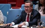 L'ambassadeur américain auprès des Nations unies, Mike Waltz, s'adressant au Conseil de sécurité de haut niveau au sujet des Palestiniens et d'Israël lors de la 80e session de l'Assemblée générale des Nations unies, le 23 septembre 2025. (Crédit : Angelina Katsanis/AP Photo)