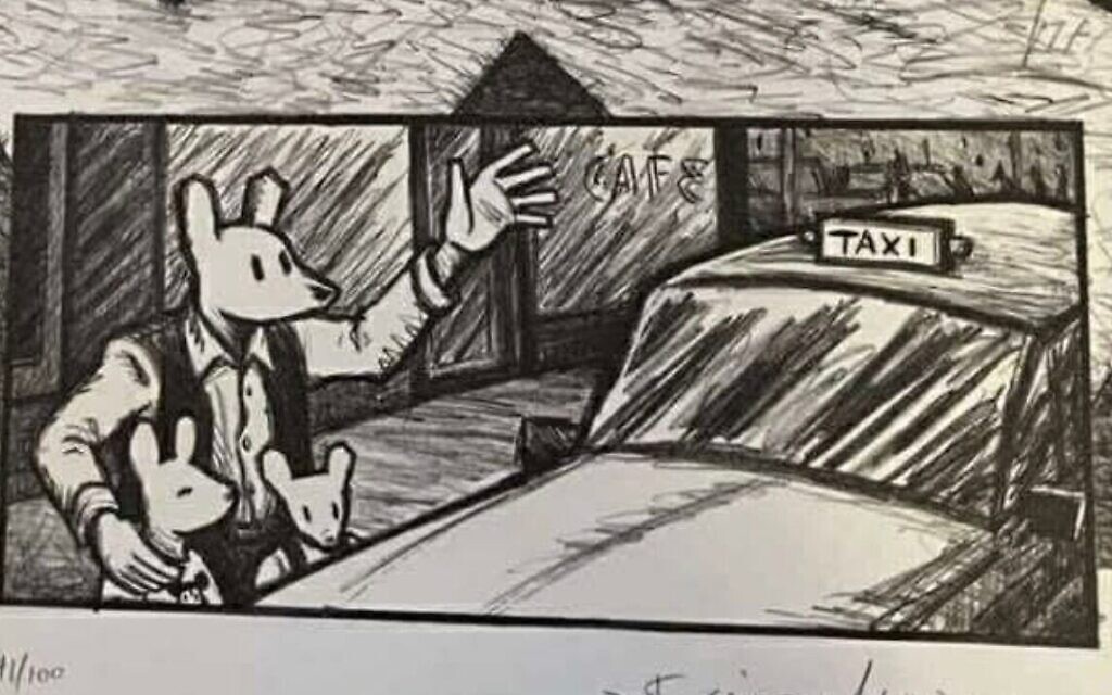 « Crossroads (The Wandering Jews) » d'Art Spiegelman, dans l'exposition « Bad / Good Jews », à Berlin, du 13 novembre 2025 au 27 novembre 2025. (Crédit : Autorisation)