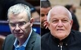 Montage photos (de gauche à droite) : Le ministre de la Justice, Yariv Levin, assistant à une session plénière dans la salle de l'assemblée de la Knesset, à Jérusalem, le 19 novembre 2025 ; Haïm Katz, alors ministre de la Sécurité nationale, visitant le mur Occidental, dans la Vieille Ville de Jérusalem, lors de la première prière du vendredi du ramadan, le 7 mars 2025. (Crédits : Yonatan Sindel/Flash90 ; Chaïm Goldberg/Flash90)