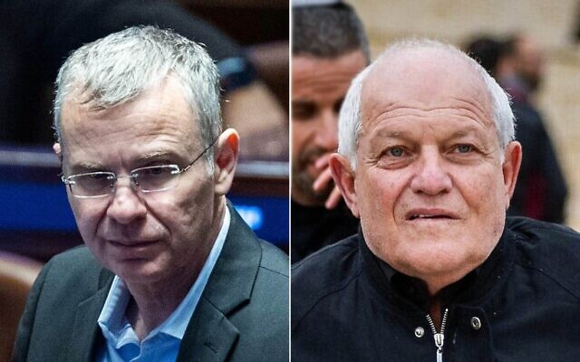 Montage photos (de gauche à droite) : Le ministre de la Justice, Yariv Levin, assistant à une session plénière dans la salle de l'assemblée de la Knesset, à Jérusalem, le 19 novembre 2025 ; Haïm Katz, alors ministre de la Sécurité nationale, visitant le mur Occidental, dans la Vieille Ville de Jérusalem, lors de la première prière du vendredi du ramadan, le 7 mars 2025. (Crédits : Yonatan Sindel/Flash90 ; Chaïm Goldberg/Flash90)