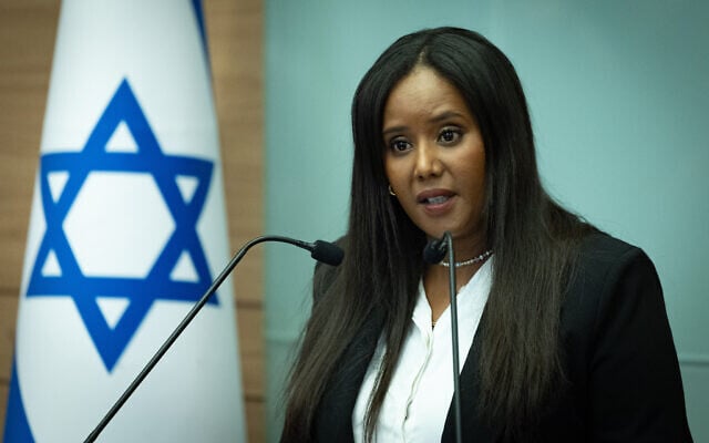 La députée Pnina Tamano-Shata donne une conférence de presse à la Knesset, à Jérusalem, le 29 juillet 2025. (Chaim Goldberg/Flash90)