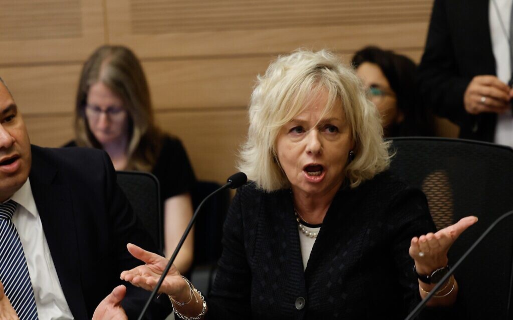 La procureure générale Gali Baharav-Miara s’exprime lors d’une audience de la commission de la Constitution, du Droit et de la Justice de la Knesset, le 30 septembre 2025. (Crédit : Oren Ben Hakoon/Flash90)