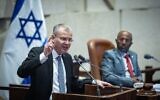 Le ministre de la Justice Yariv Levin, à la Knesset, à Jérusalem, le 29 octobre 2025. (Crédit : Chaïm Goldberg/Flash90)