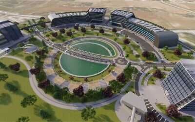 Projet de construction d'un nouveau centre de haute technologie dans la zone industrielle Tera Park, dans la ville d'Ashkelon, au sud d'Israël. (Crédit : Autorisation)
