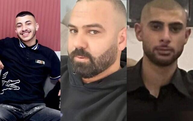 Les victimes d'homicide Muad al-Hadra, 19 ans, Abed Sbihat, 32 ans, et Murad Yousef, 22 ans, ont été tuées dans la nuit du 6 novembre 2025 lors de trois fusillades distinctes. (Crédit : Facebook)