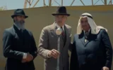 Un officier colonial britannique est représenté avec un Juif et un Arabe locaux, dans une image tirée de la bande-annonce du film « Palestine 36 », qui sortira en 2025. (Capture d'écran via YouTube)