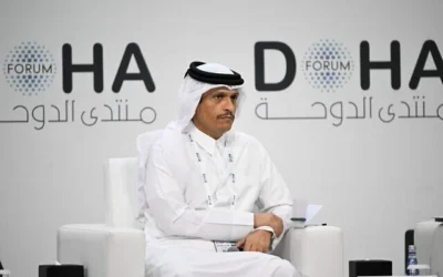 Le Premier ministre du Qatar, le cheikh Mohammed Abdulrahman Al Thani, le jour d'ouverture du Forum de Doha, une conférence diplomatique annuelle, à Doha, le 6 décembre 2025. (Mahmud Hams/AFP)