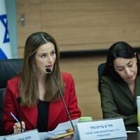 La députée Meirav Cohen présidant la commission du Statut des femmes de la Knesset, le 25 novembre 2025. (Crédit : Yonatan Sindel/Flash90)