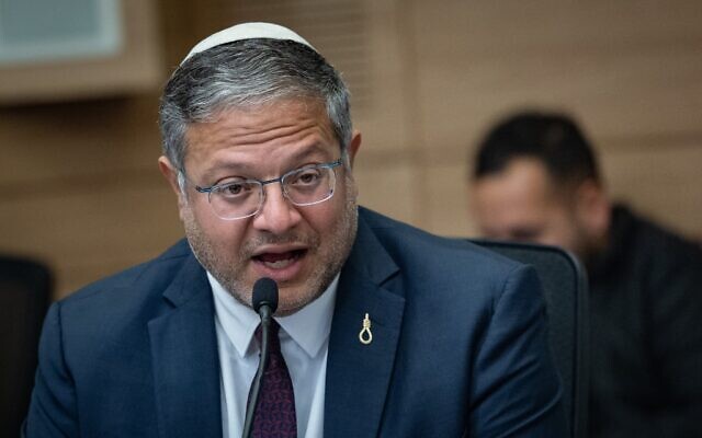 Le ministre de la Sécurité intérieure, Itamar Ben Gvir, assiste à une réunion du Comité de sécurité nationale à la Knesset, le 31 décembre 2025. (Crédit : Chaim Goldberg/Flash90)