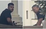 Montage photos (de gauche à droite) : Naveed Akram, 24 ans, et son père Sajid, 50 ans, dans des images tirées d'une vidéo obtenue par Sky News montrant leur attaque terroriste meurtrière lors d'un événement de Hanoukka à Bondi Beach, à Sydney, le 14 décembre 2025. (Crédit : Capture d'écran/Sky News)