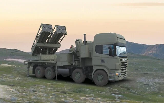 Image non datée du document montrant un système de lance-roquettes d’artillerie PULS. (Elbit Systems) Image non datée du document montrant un système de lance-roquettes d’artillerie PULS. (Elbit Systems)