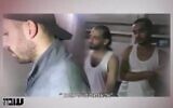 Les otages Ori Danino, Almog Sarusi et Hersh Goldberg-Polin allumant les bougies Hanoukka dans un tunnel de Gaza où ils sont retenus captifs en décembre 2023. (Crédit : Uvda)
