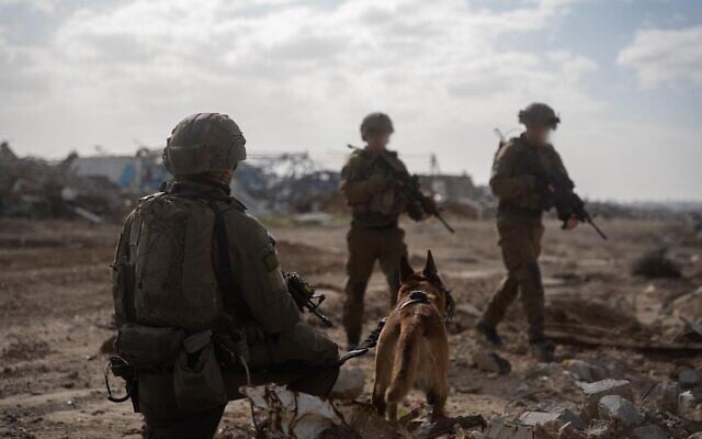 Des réservistes de la Brigade de Jérusalem opérant dans le nord de la bande de Gaza, sur une photo diffusée le 17 janvier 2026. (Crédit : Armée israélienne) Des réservistes de la Brigade de Jérusalem opérant dans le nord de la bande de Gaza, sur une photo diffusée le 17 janvier 2026. (Crédit : Armée israélienne)