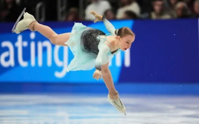 L'Israélienne Mariia Seniuk lors du programme court féminin du championnat du monde de patinage artistique, le 26 mars 2025, à Boston. (AP/Charles Krupa)
