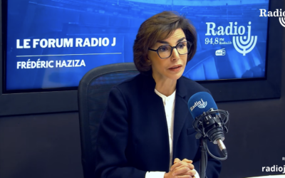 Rachida Dati, ministre française de la Culture et candidate de la droite à la mairie de Paris, sur le plateau de Radio J (capture d’écran YouTube).