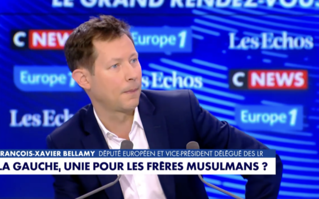 François-Xavier Bellamy sur le plateau d’Europe 1 (capture d’écran).