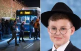 De gauche à droite : les forces de sécurité et de secours près d'un bus qui a renversé des manifestants haredim à Jérusalem, le 6 janvier 2026. (Crédit : Chaim Goldberg/Flash90) ; Yosef Eisenthal, 14 ans, tué dans l'accident. (Crédit : Autorisation)